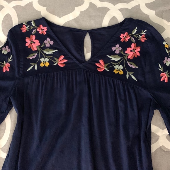 Anthropologie Embroidered Flower Boho Blouse - Picture 2 of 4